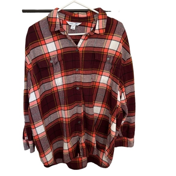 Old Navy Swiftie Evermore The Boyfriend Shirt size 2X Plaid Flannel Button Up - Picture 1 of 5